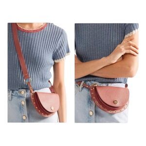 See By Chloé Kriss Convertible Eyelet-embellished Patent Textured Leather Red